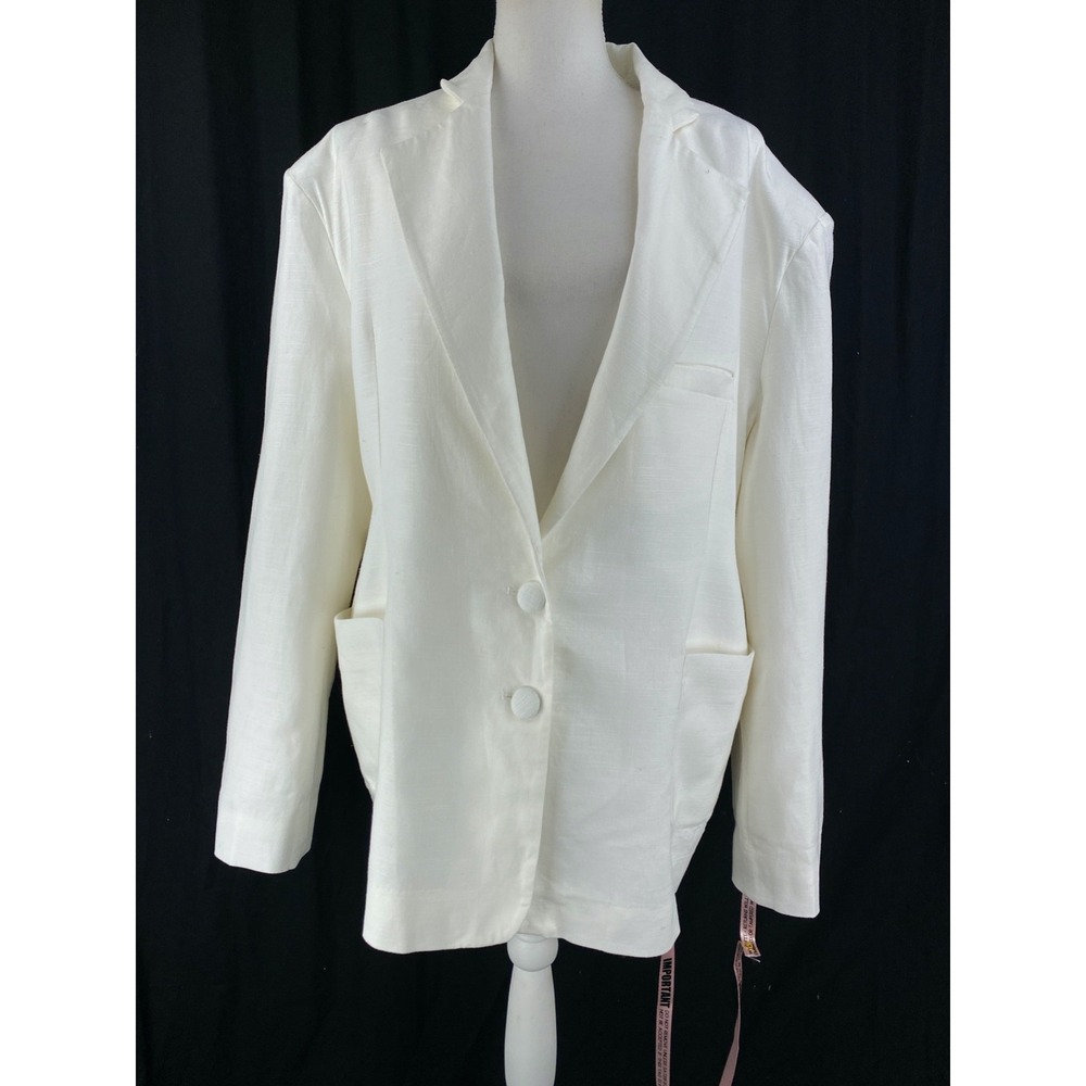House of CB Womens M OVERSIZED White Blazer Jacket Shoulder Pads Sport Coat